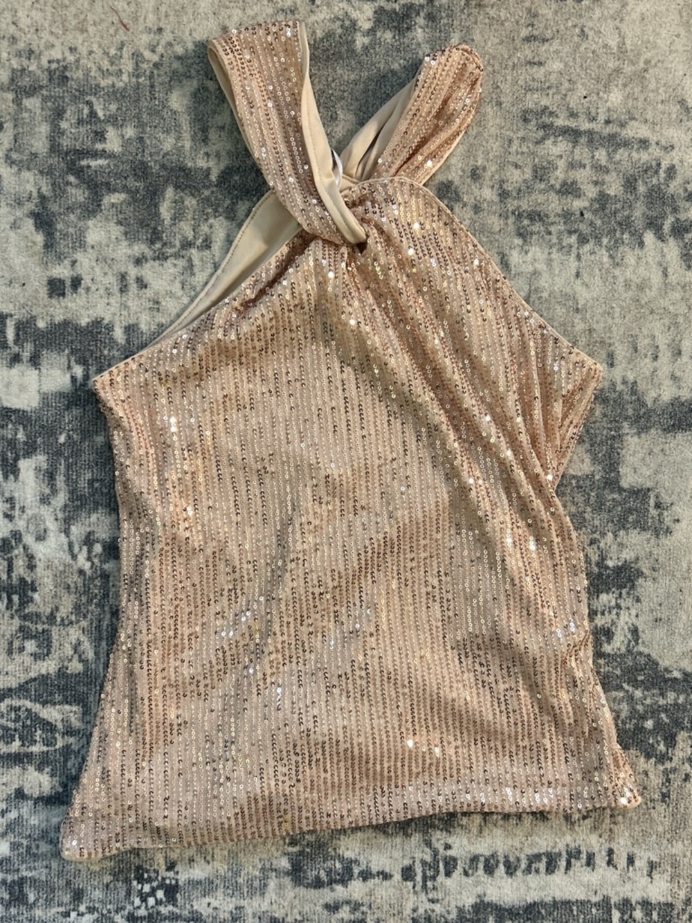 Grace Karin Rose Gold Sequin Halter Top
